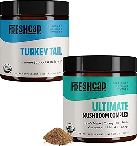 FreshCap Mushrooms Immunity Bundle (Turkey Tail Powder y Ultimate Mushroom Complex Powder)