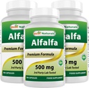 Mejores Naturales Alfalfa Green Super Food 500 mg 180 cápsulas (180 Cuenta (Pack of 3))