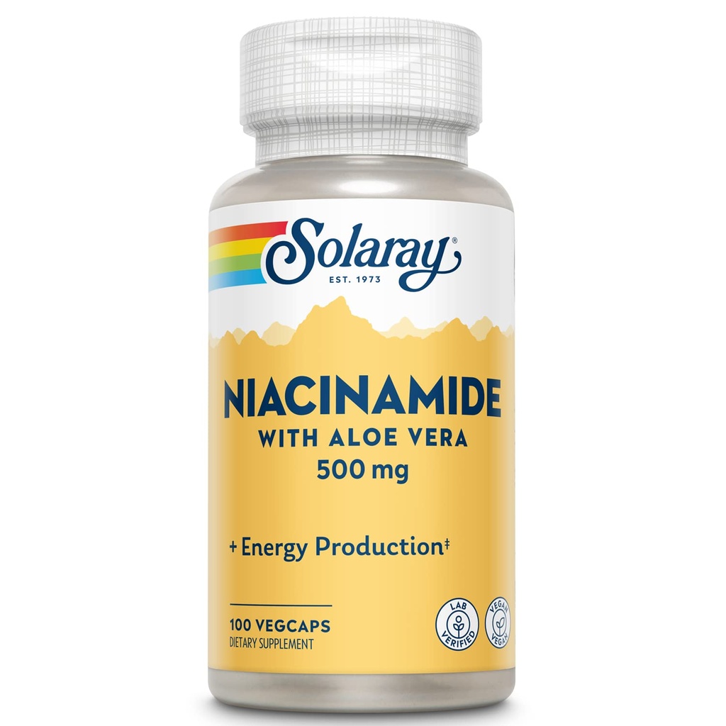 SOLARAY Niacinamide 500 mg ← Vitamina B-3 ← Energía Metabolismo, Circulación, Nerve &amp; Skin Health Support, 100 CT