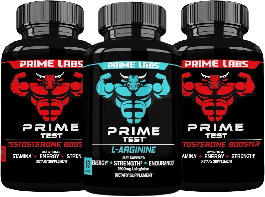Prime Test de laboratorios (2 Pack) + L Arginine Nitric Oxide (60 Cuenta)