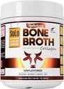 Solo Bono Broth Protein Collagen Powder Low Sodium, 16g Collagen Hidrolyzed Tipo I " III, para la piel sana, uñas, pelo, articulaciones " , Hecho de hierba, 1 lb (Canister - Net Wt. 1 lb. Polvo)