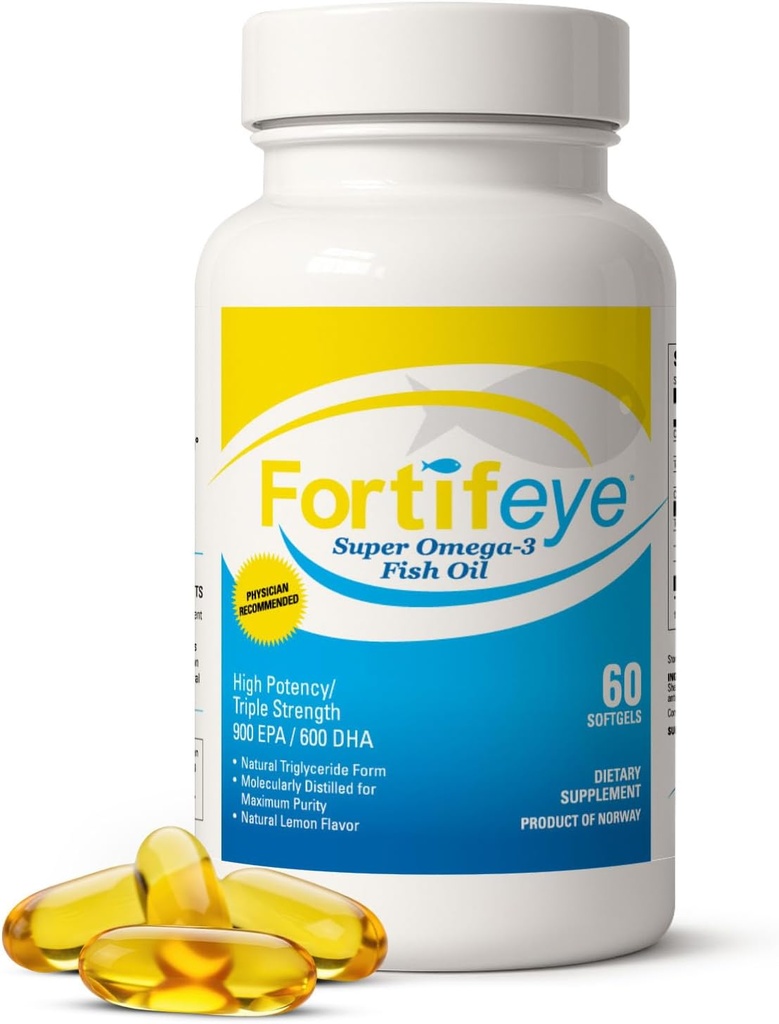 Omega 3 Fish Oil 60Count 1600 mg Made in Norway - High Potency Fish Oil Omega 3 Suplementos Triglyceride Form with EPA and DHA Supplements for Women and Men No Fishy After Taste Natural Lemon Flavor