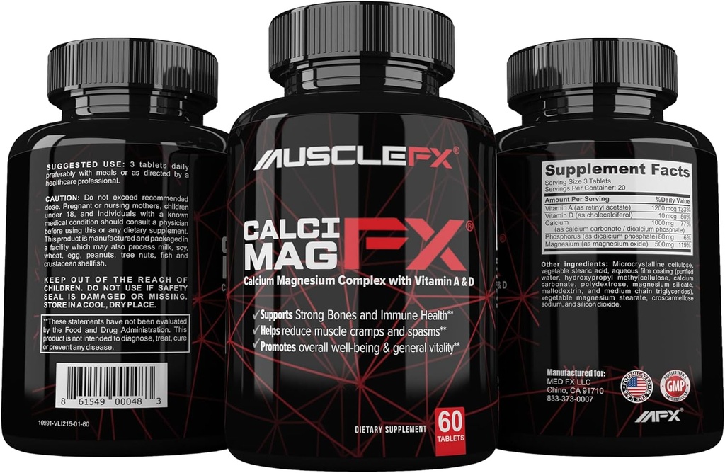 Calcimag FX - Calcio, Magnesio con vitamina A Suplemento D para Hombres y Mujeres - Bono, Inmune y Ojo Suplemento - Non-GMO - Made in USA