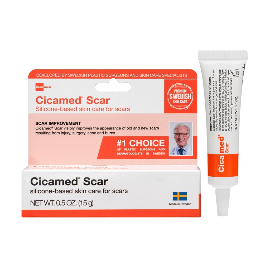 Silicone Scar Gel - Works with Tape - Advanced Cream for Surgical Scars, C-Section, Burns, Keloids, and Acne Marks - 0.5 oz (15g)