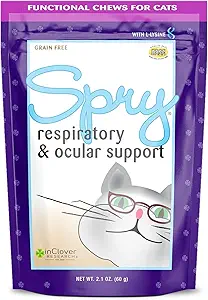 En Clover Spry Daily Respiratory and Ocular Support Soft Chews for Cats, con L-Lysine, Superfoods y Prebióticos para un Strong Immune System, 2.1 oz. (60 cuentan)