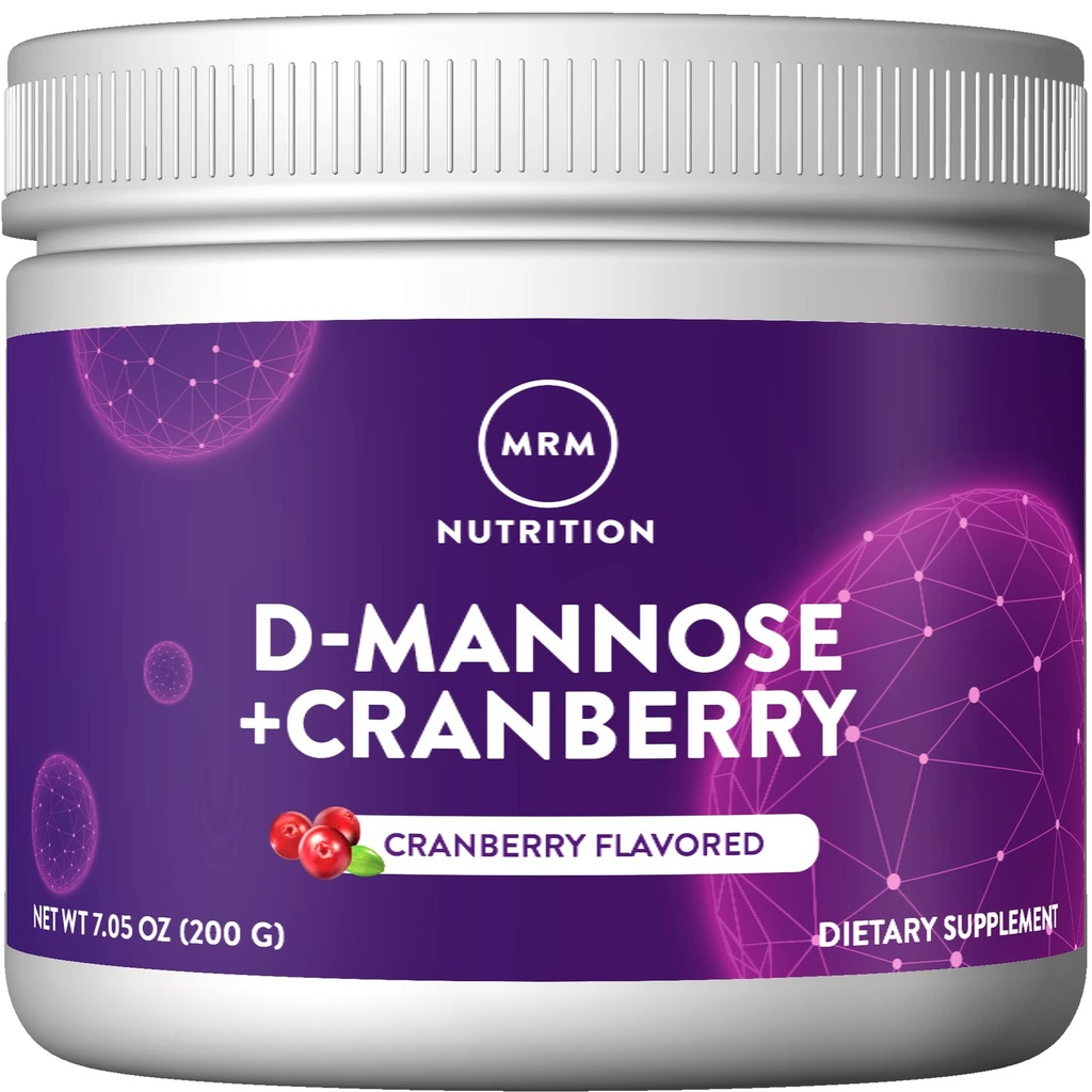 MRM Nutrition D-Mannose + Cranberry Powder - Urinary Tract & Bladder Health Support for Women and Men, Low-Sugar, Gluten-Free, Vegan Supplement, Cranberry Flavored - 40 Servings