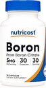 Nutricost Boron Capsules 5mg, 30 cápsulas vegetarianas - Gluten Free y GMO Gratis