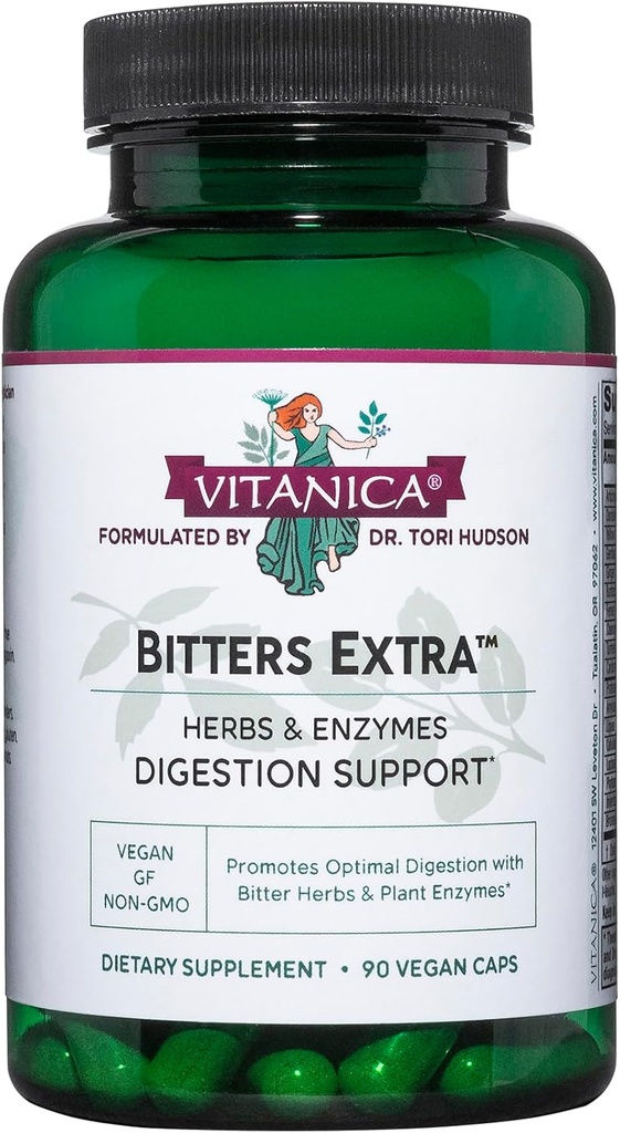 Vitanica Bitters Extra, Apoyo a la Digestión, Vegan, 90 cápsulas