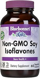 Bluebonnet Nutrition Non-GMO Soy Isoflavones, Bone Health*, Vegan, Kosher Parve, Gluten-Free, 60 cápsulas vegetales, 60 prestaciones