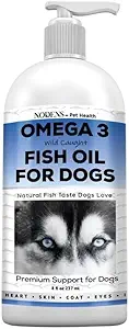Nodens Natural Fish Oil for Dogs 100% Pure Omega 3 Fish Oil Liquid Dog Skin & Coat Supplement, Reduce Shedding and itching. Omega 3 Fatty Acids EPA & DHA for Dog Joints, Immune Support & Digestion