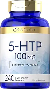 Carlyle 5HTP TENIDO 100mg ANTE 240 cápsulas TEN 5 Hydroxtryptophan TEN Non-GMO &amp; Gluten Suplemento gratuito