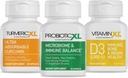 TrioXL - 3 Powerful Supplements That Promote a Strong Immune System, Incluye TumericXL, VitaminXL D3 &amp; ProbioticXL, Gluten-Free Immune Booster, 3-30 Conde