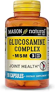 Complejo de Glucosamina Natural Mas MSM con Vitamina C - Apoya la Salud Conjunta, Flexibilidad Mejorada y Movilidad, 90 cápsulas