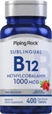 Piping Rock Vitamina B12 Sublingual Tablets TEN 1000 mcg ANTE 400 Píldoras TENIDA Methylcobalamin Suplemento para Mujeres y Hombres ANTE Berry Flavor ← Vegetariano, No GMO, Gluten Free
