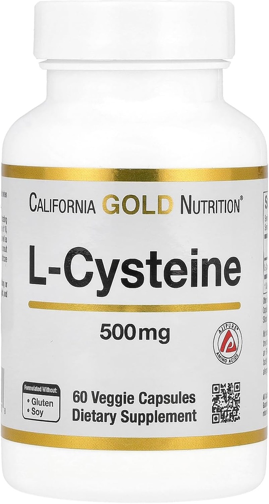 California Gold Nutrition L-Cysteine, AjiPure®, 500 mg, 60 cápsulas vegetarianas