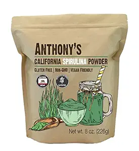Anthony's California Spirulina Powder, 8 oz, Producto de EE.UU., Gluten Free, Non GMO