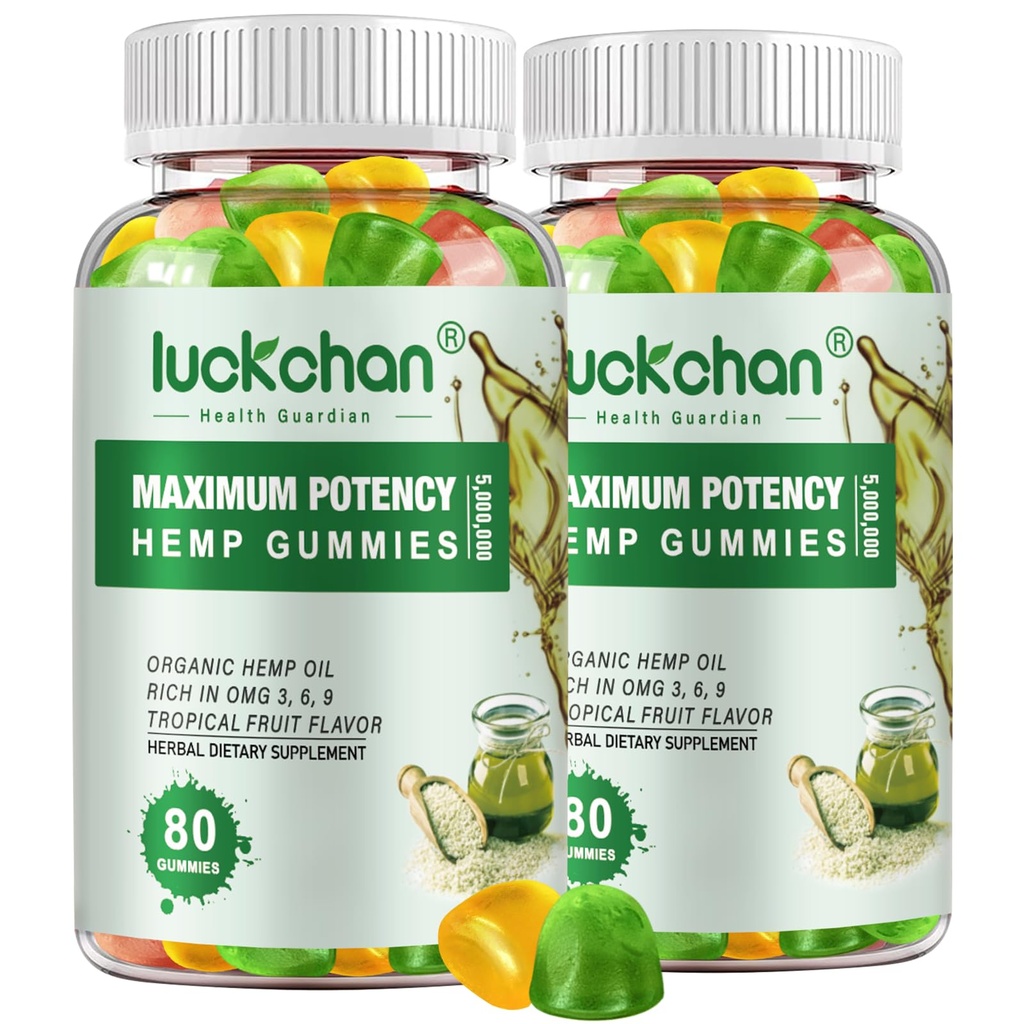 Hemp Gummies High Potency for Sleep, Pain, Anxiety- Pure Extra Strength Organic Hеmp Oil Gummies - 100% Natural Hemp Gummy for Adults (2 Packs)