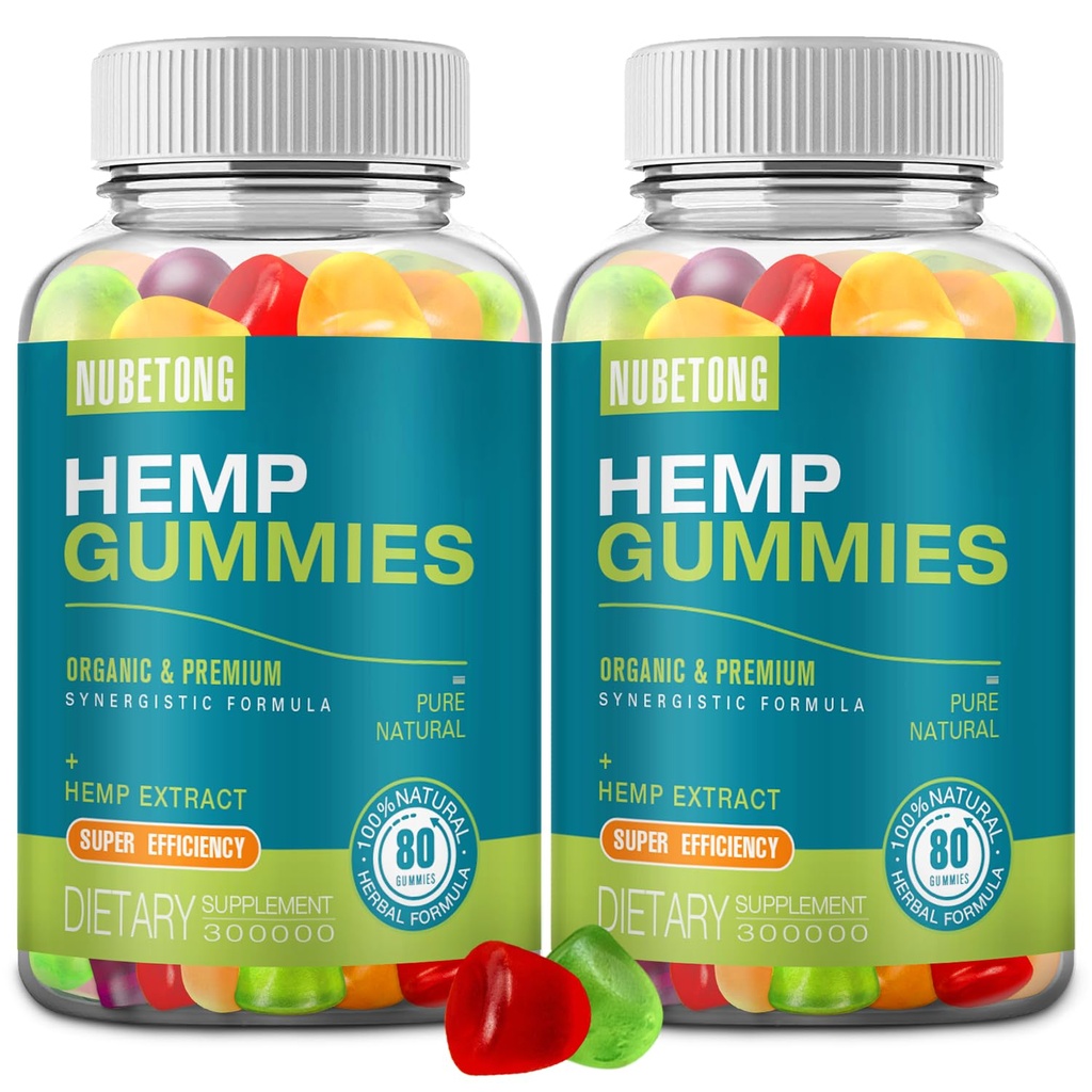 Hemp Gummies for Sleep, Pain,Anxiety Organic High Potency Extra Strength Hemp Oil Extract Edible Gummy Supplement for Adult Gummy 2 Packs