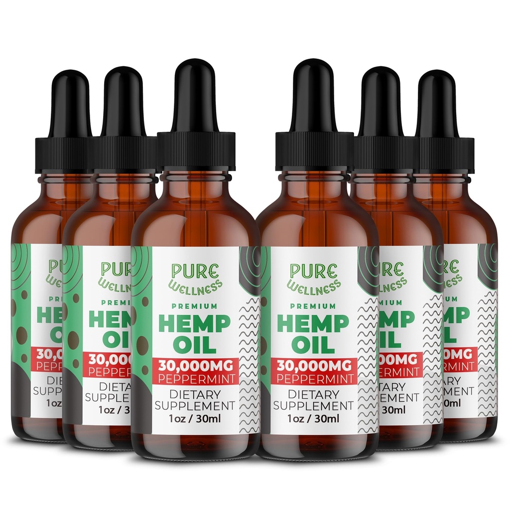 Organic Hemp Seed Oil (6 Oz), Peppermint Flavor, High Potency 30,000 mg - Helps in Natural Comfort, Sleep, Relaxation & Mood, Transparent Hemp Oil Dosage, Non-Habit Forming - Non-GMO, Vegan