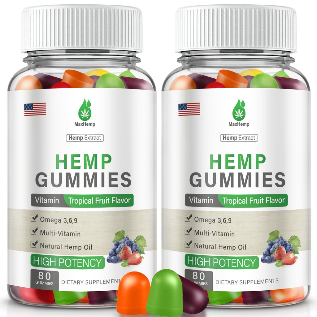 2 Packs Hemp Gummies for Sleep, Pain, Anxiety - High Potency Advanced Extra Strength with Pure Natural Hemp Oil - Hеmp Gummy for Adults
