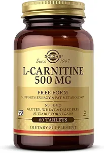 Solgar L-Carnitina 500 mg - 60 Tabletas - No GMO, Vegan, Gluten Gratis, Dairy Free, Kosher - 30 Servimientos