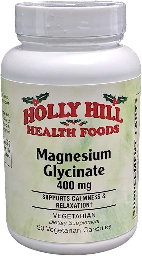 Holly Hill Health Foods Magnesium Glycinate 400mg, 90 cápsulas vegetarianas
