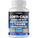 Corti-Calm Cortisol Supplement, L Theanine, Ashwagandha, Vitamin D 3, GABA for Relaxation, Fatigue & Focus with Ginkgo Biloba, Bacopa Monnieri, 5-HTP – Non-GMO, Made in USA – 60ct