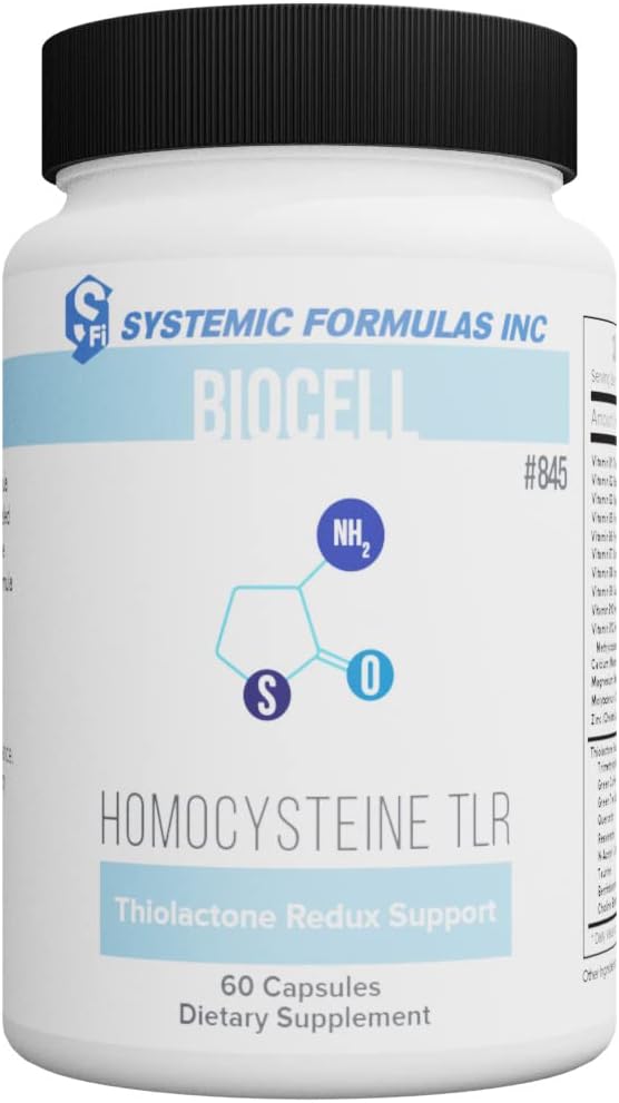 Formulas sistémicas HomoCysteine TLR Thiolactone Redux Support 60 Capsules, Biocell #845. Contiene antioxidantes que protegen el corazón, el sistema cardiovascular y el cerebro de la homocisteína elevada