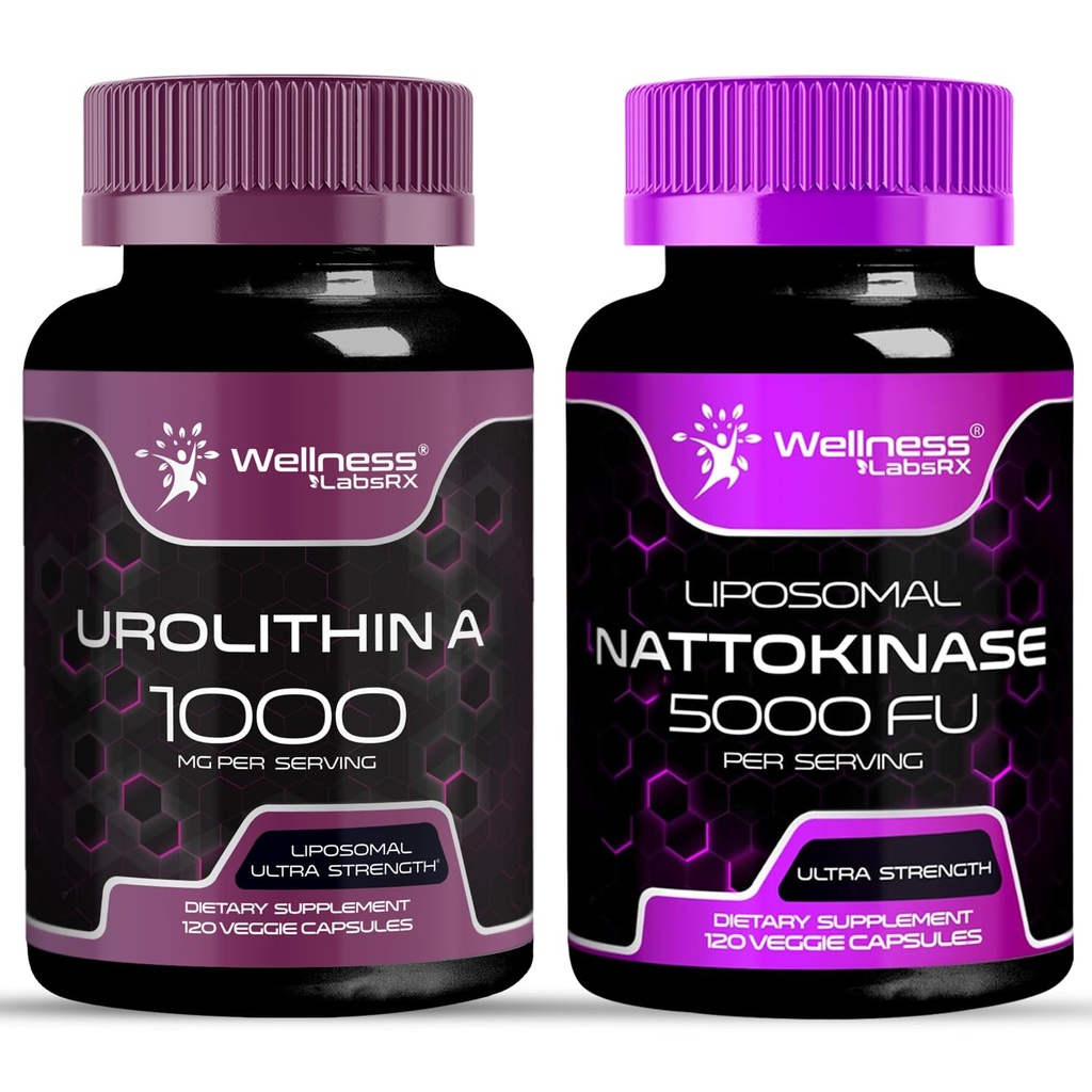 WELLNESS LABSRX Liposomal Urolithin A Capsules - Nattokinase Supplement Capsules | Bundle