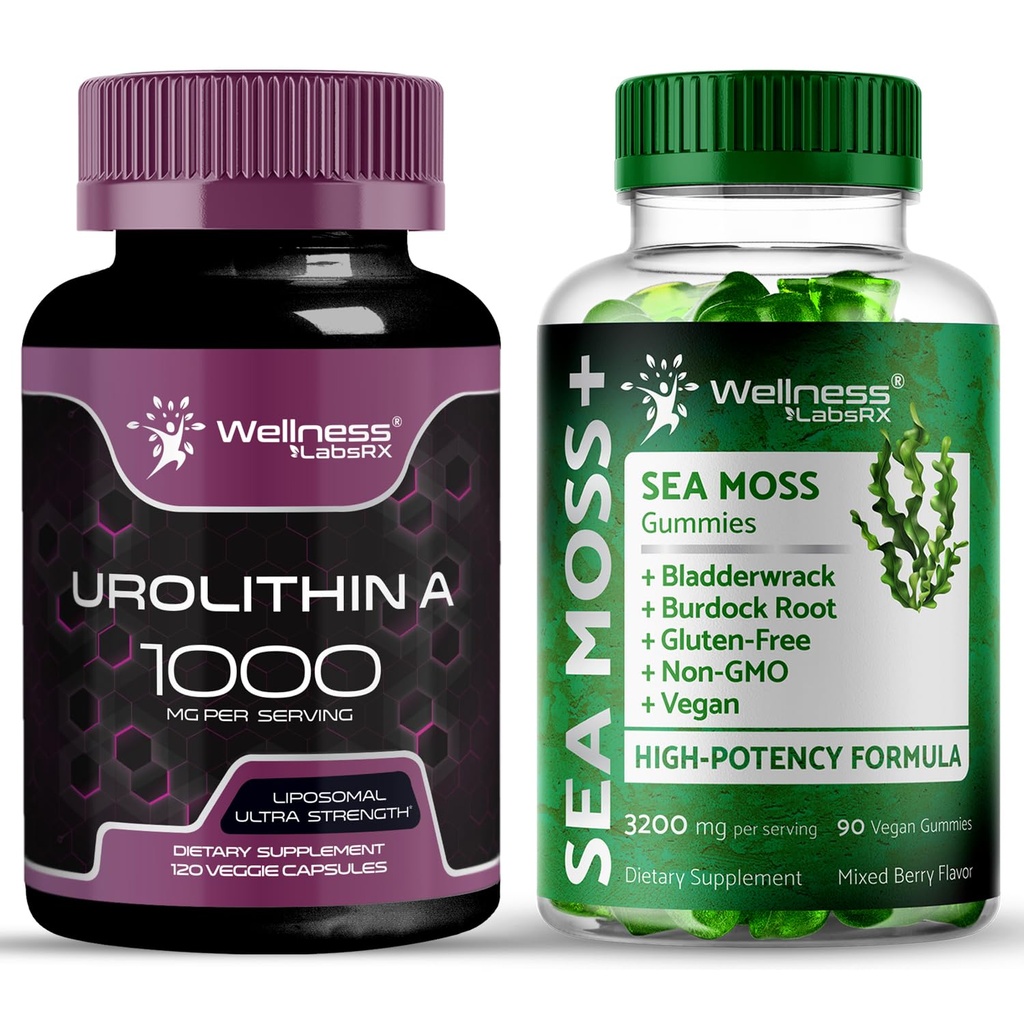 WELLNESS LABSRX Liposomal Urolithin A Capsules - Sea Moss Gummies | Bundle