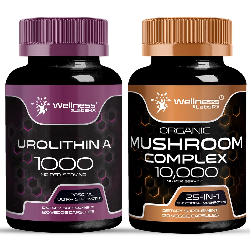 WELLNESS LABSRX Liposomal Urolithin A Capsules - Mushroom Supplement Capsules | Bundle