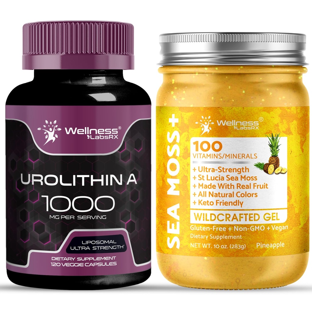 WELLNESS LABSRX Liposomal Urolithin A Capsules - Sea Moss Pineapple Gel | Bundle