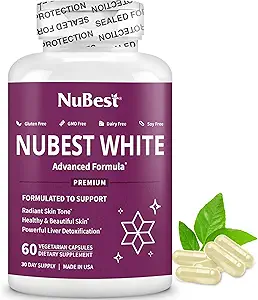 NuBest White - Glutathione 400mg " Milk Thistle Extract - Skin Brightening Supplement - Helps Beautiful and Radiant Skin - Antioxidant Supplement " Detoxification ← 1 Month Supply