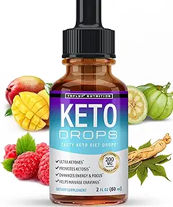 Keto Diet Drops Weight Loss Ketogenic Supplement - Premium Fat Burner Formula to Boost Metabolism, Suppress Appetite & Cravings, Better Absorption Liquid, Garcinia Cambogia, Effective for Men &amp; Women