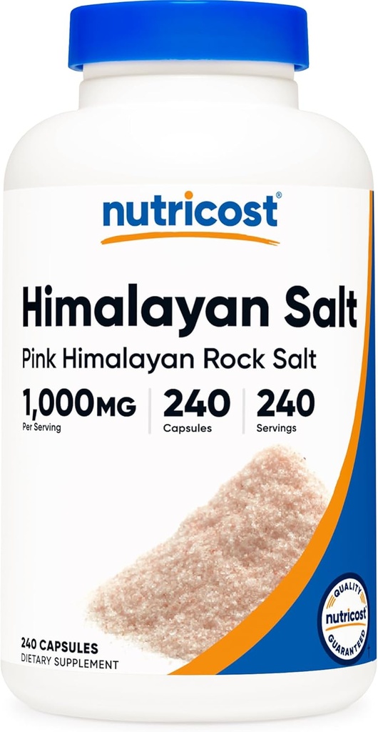 Nutricost Pink Himalayan Salt Capsules 1000mg, 390mg Sodium, 240 cápsulas - No GMO, Gluten Gratis