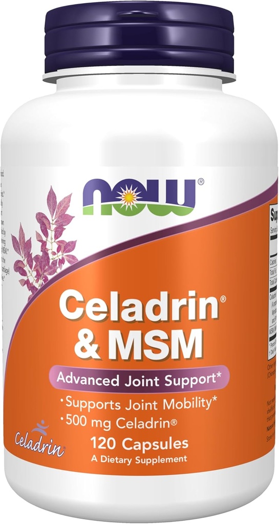 NOW Foods Supplements, Celadrin® & MSM, 500 mg of Celadrin®, Advanced Joint Support*, 120 Capsules