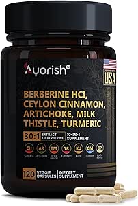 Suplemento bereberina – High Strength 7500mg Equivalent – Berberine con canela de Ceylán, esteto de leche " Turmeric – 120 cápsulas veganos – No GMO, EE.UU.