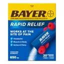 Bayer® Rapid Relief, Dissolvable Raspberry Flavor, Powder Packs with Aspirin & Caffeine, Fast Acting Headache Relief, Muscle and Body Pain Reliever, 20ct