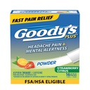 Goody’s Headache Relief Plus Mental Alertness Powder, with Aspirin and Caffeine, Strawberry Citrus Flavor, 16 Count