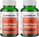 INFINITE AGE 2 Pack of 1250mg Sea Moss Advanced Superfood Capsules, 120 Count - High-Potency, Vegan, Made in The USA - Irish Seamoss, Bladderwrack, Burdock Root - Overall Health, Immunity Support