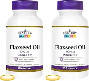 21th Century Flaxseed Oil 1000 Mg Softgels, 120-Count (22871) (Pack of 2)