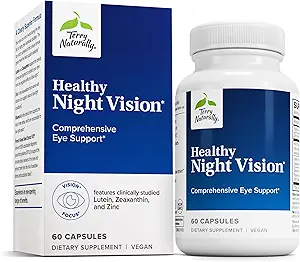 Terry Naturally Healthy Night Vision - Antioxidant Supplement to Support Eye Health & Aids Against Eye Fatigue - Vision Health Supplement to Support Healthy Macula with Zinc & Vitamin A - 60 Capsules