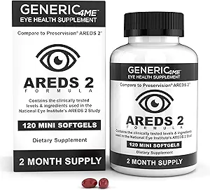 AREDS 2 SoftGels, 500 mg Vitamina C, 400 UI Vitamina E, 10 mg Lutein, 2 mg Zeaxanthin, 80 mg Zinc, 2 mg Cobre - Apoya la Salud Ocular - 120 Mini SoftGels (Dos Mes de Suministro)