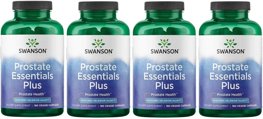 Swanson Prostate Plus - Suplemento natural para los hombres que promueven el flujo de tracto urinario saludable -Apoyo de la salud de la próstata general - (180 cápsulas vegetales) 4 Pack