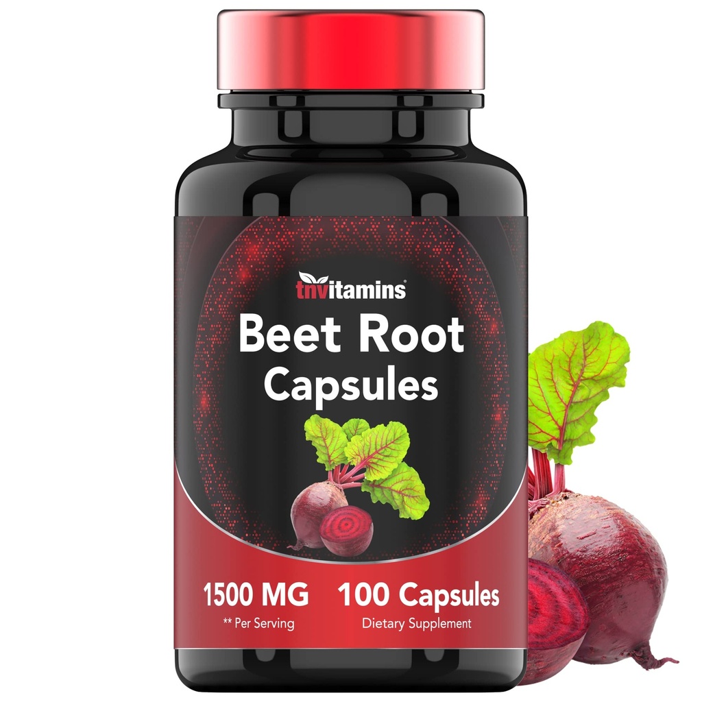 Beet Root Capsules 1500 Mg - 100 Capsules ¦ Beet Root Powder Extract Capsules ← No Gluten-Free Silencio Producido en Los EE.UU.