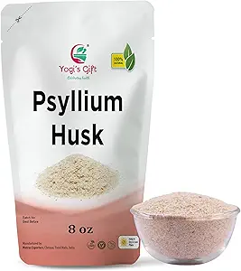 Psyllium Husk Whole 8 oz TEN 98% Purity TEN Soluble Fiber Supplement TEN Keto Friendly TENIDO Utilizar en Smoothies, Cocinar y Baking ← Desflavored, Fine Ground, 100% Natural, Non GMO TENIDO por Yogi's Gift®
