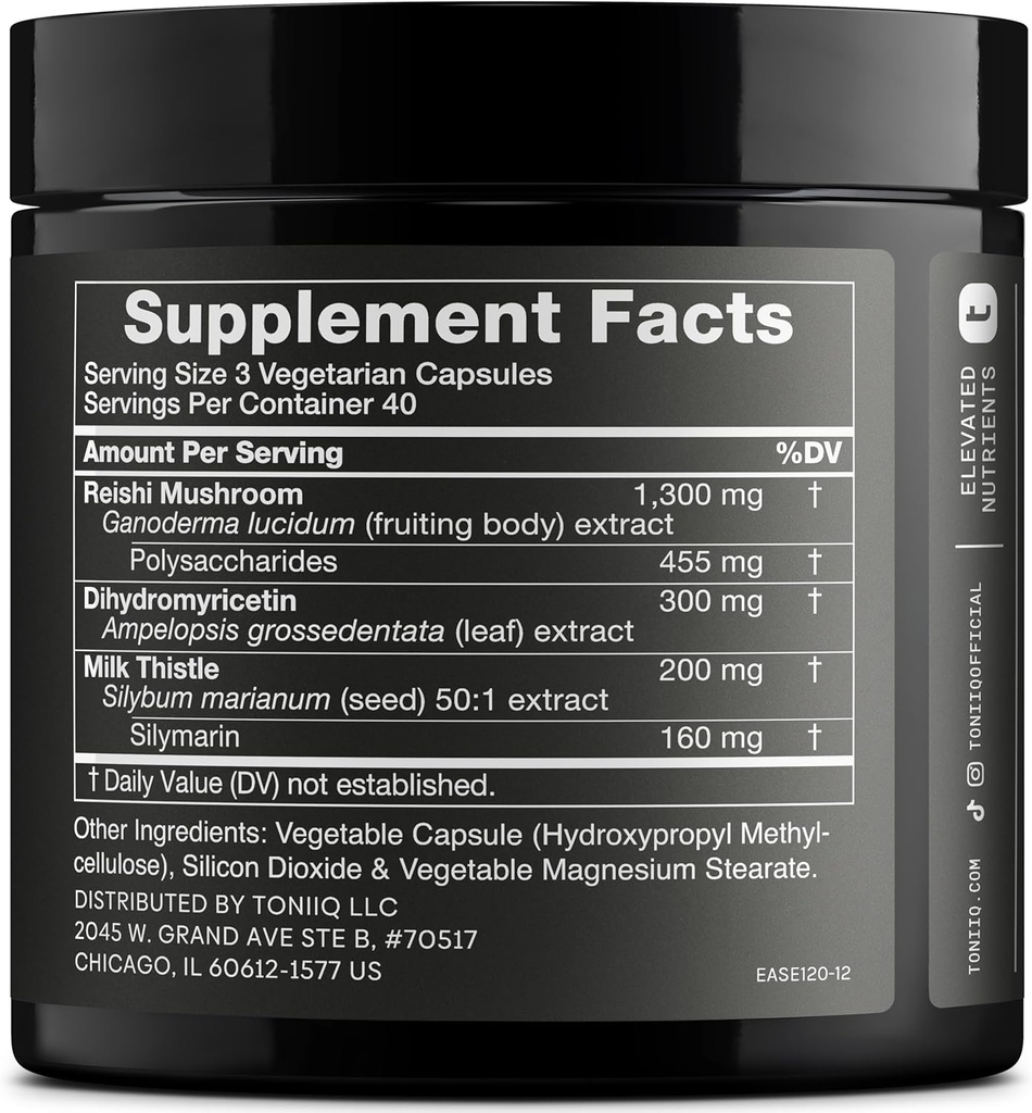 Toniiq Facilidad con DHM - Soporte completo para una noche fuera - 120 cápsulas - 50x super concentrado Extracto