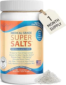 Dr. Liz Cruz Super Salts - Electrolitos, Hidrating Powder w/ Sodium, Magnesium, Calcio, Potasio, Curbs Cravings, No Sugar o Sabor Artificial