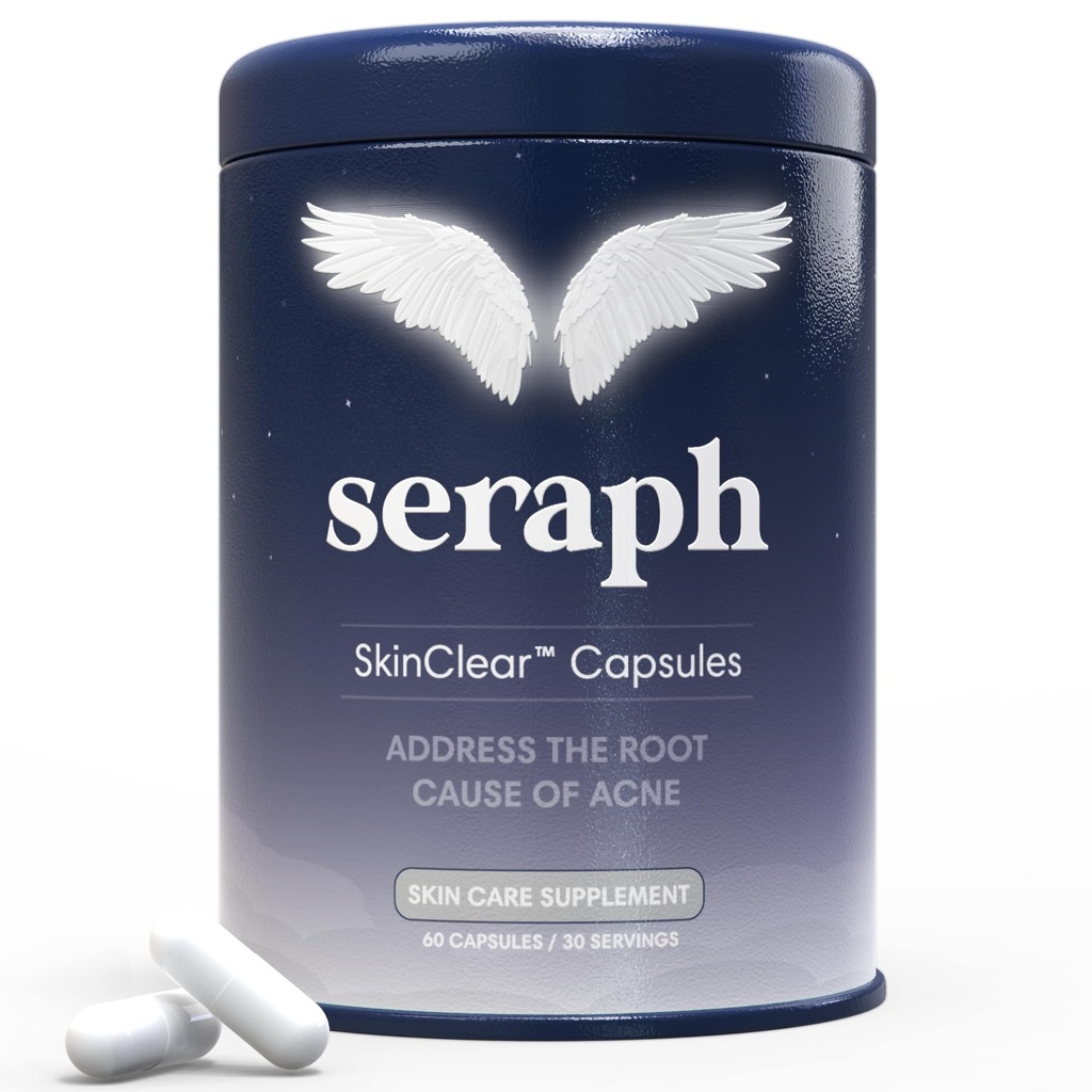 Seraph Acne Supplement - Hormonal Acne Pills Treatment - Pimple Supplements for Women - Skin Clear Capsules for Teen, Men, & Adults - Made in USA - 60 Tablets