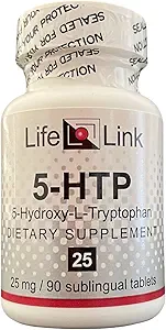LifeLink 5-HTP (5-Hydroxy-L-Tryptophan) TENIDO 25 mg x 90 Tablets sublinguales ← Precursor a Serotonin TEN Made in The USA